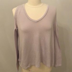 Long sleeve peep shoulder shirt-lavender